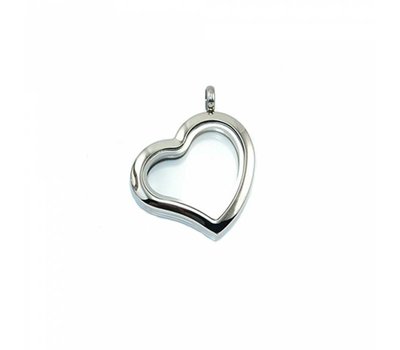 Floating memory lockets Zilveren rvs memory locket gebogen hart