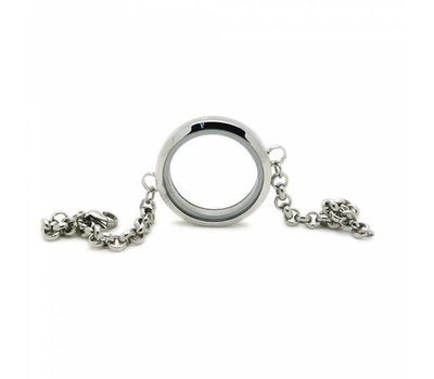 Floating locket Zilveren memory locket armband twist rond large