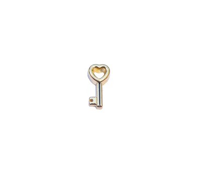 Floating Charms Floating locket charm sleutel met hartje goud