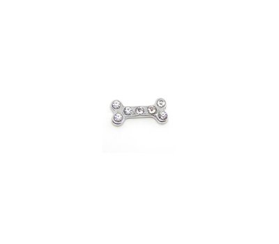 Floating Charms Floating locket charm hondenbot met steentjes zilver