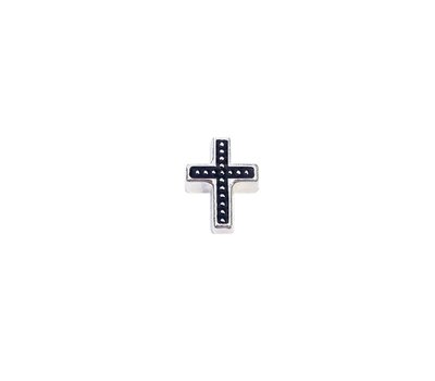 Floating Charms Floating locket charm zwart kruis met stippen zilver