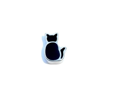Floating Charms Floating locket charm zwarte kat zilver