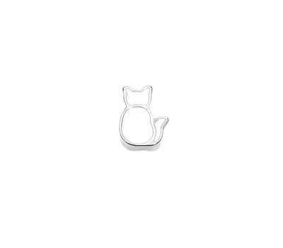 Floating Charms Floating locket charm witte kat zilver