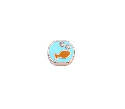 Floating Charms. Floating charm vissenkom goud voor de memory locket