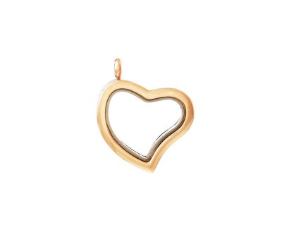 Floating memory lockets Gouden memory locket gebogen hart