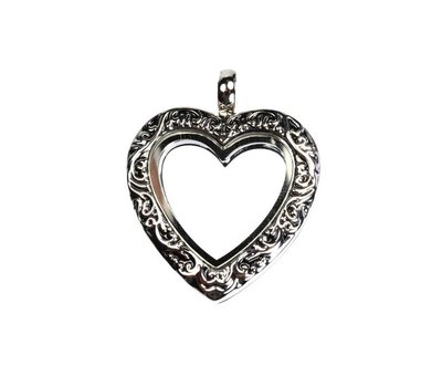 Floating locket Zilveren memory locket hart vintage