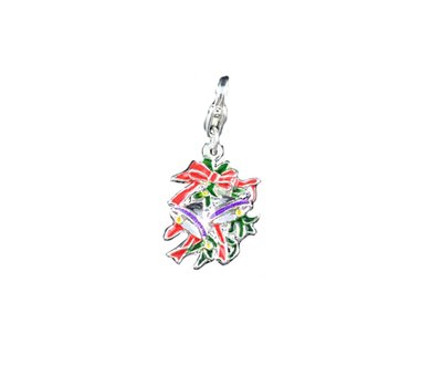 Clip on charms Versierde kerstklokken dangle