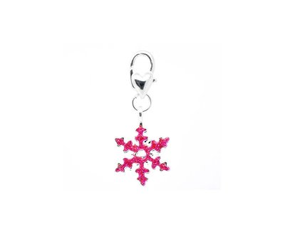 Clip on charms Sneeuwvlok met roze glitter dangle