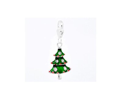 Clip on charms Kerstboom met crystals dangle