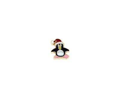 Floating Charms Floating locket charm kerst pinguin goud