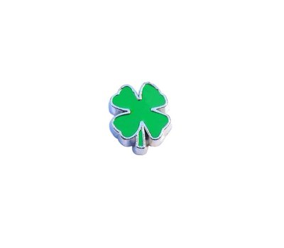 Floating Charms Floating locket charm klavertje vier groen
