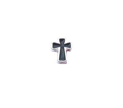 Floating Charms. Floating charm zwart kruis in zilver voor de memory locket