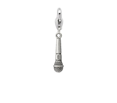 Clip on charms Zilveren microfoon dangle