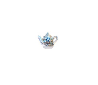 Floating Charms. Floating charm theepot blauw met zilver voor de memory locket