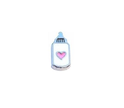 Floating Charms Floating locket charm babyflesje hartje roze