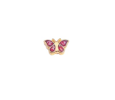Floating Charms Floating locket charm goud vlinder rood