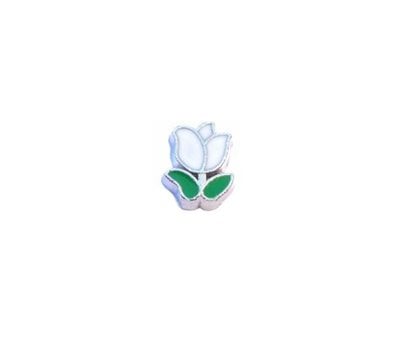 Floating Charms. Floating charm witte tulp voor de memory locket