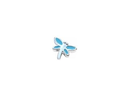 Floating Charms Floating locket charm blauwe libel zilver