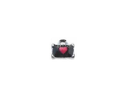 Floating Charms Floating charm zwarte koffer met hartje voor de memory locket