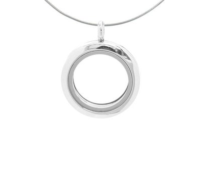Floating memory lockets Zilveren memory locket rond medium inclusief ketting