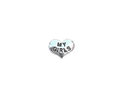 Floating Charms. Floating charm hartje my girls zilver