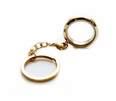 Floating locket Gouden memory locket sleutelhanger rvs rond large