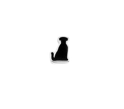 Floating Charms. Floating charm zwarte hond zilver voor de memory locket