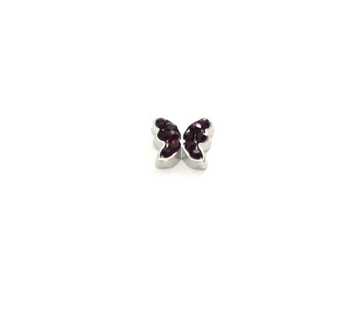 Floating Charms Floating locket charm geboortesteentje vlinder februari zilver