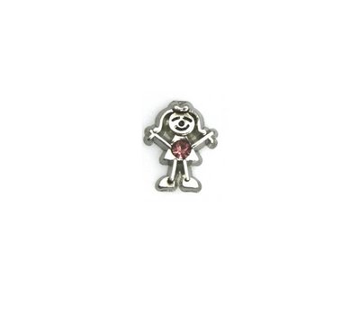 Floating Charms Floating locket charm geboortesteentje meisje oktober zilver
