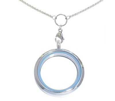 Floating locket Zilveren memory locket rond XL met ketting