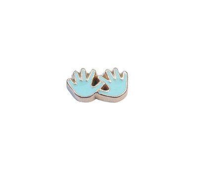 Floating Charms Floating locket charm blauwe handjes goud