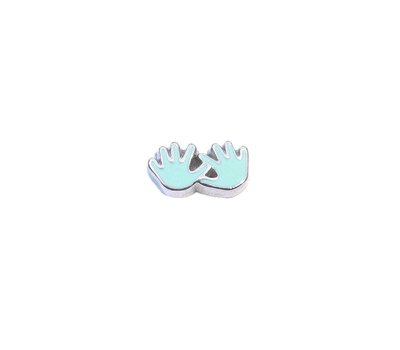 Floating Charms Floating locket charm blauwe handjes zilver