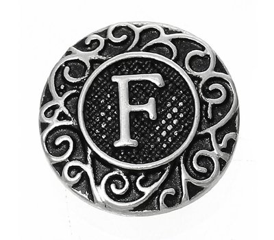 Clicks en Chunks | Click letter F zilver