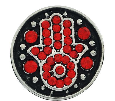 Clicks / Chunks Click hamsa met rode crystals zilver
