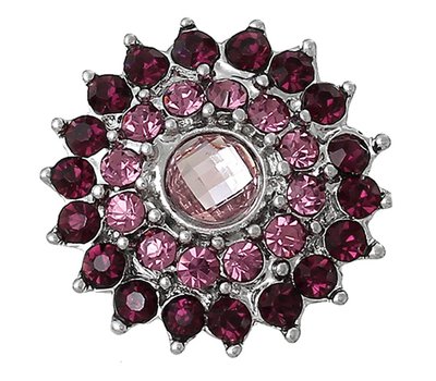 Clicks en Chunks | Click bling bloem paars roze zilver