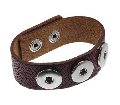 Clicks Sieraden Clicks armband leer raster patroon paars