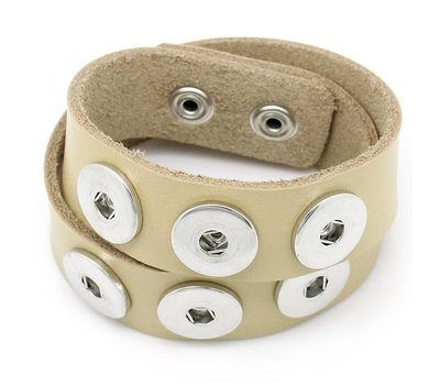 Clicks Sieraden Clicks armband leer dubbel beige