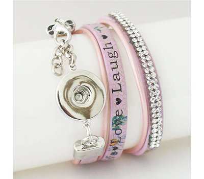 Clicks Sieraden Clicks armband leer paars live love laugh