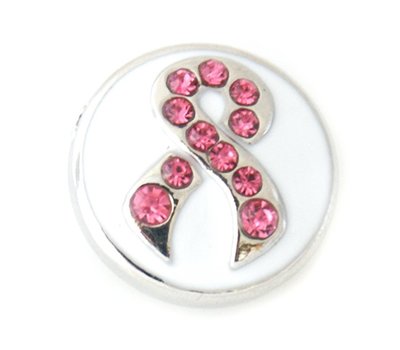 Clicks / Chunks Click pink ribbon met strass zilver