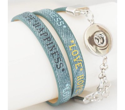 Clicks Sieraden Clicks armband leer blauw love hope happiness
