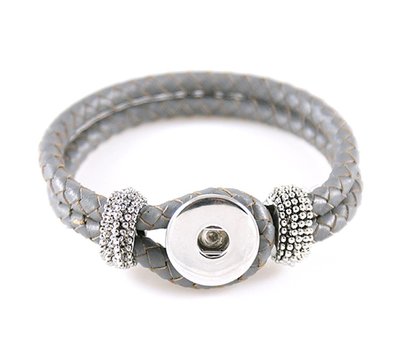 Clicks Sieraden Clicks knoop armband leer grijs