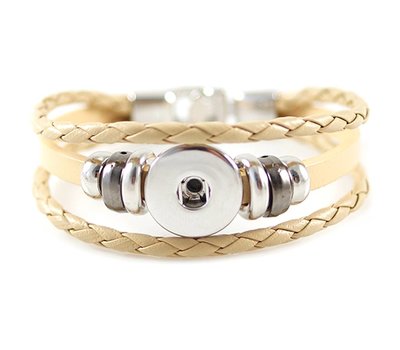 Clicks Sieraden Clicks armband leer beige triple
