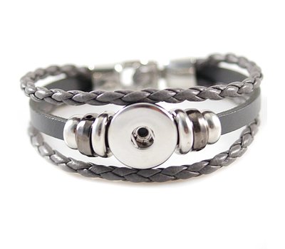 Clicks Sieraden Clicks armband leer grijs triple