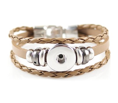 Clicks Sieraden Clicks armband leer bruin triple