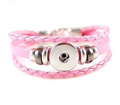 Clicks Sieraden Clicks armband leer roze triple