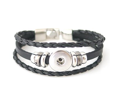 Clicks Sieraden Clicks armband leer zwart triple