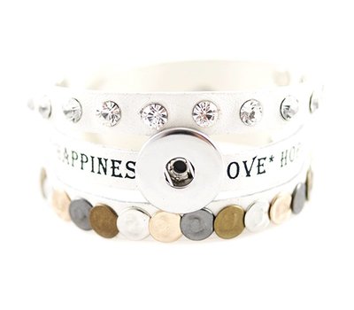 Clicks Sieraden Clicks armband leer wit love hope happiness breed