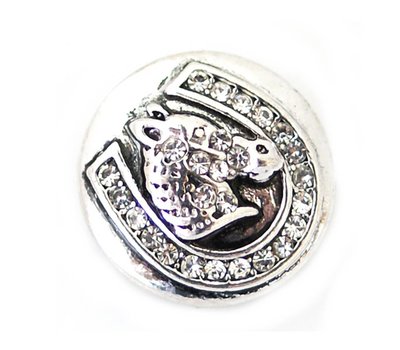 Clicks / Chunks Click hoefijzer met paard en strass zilver
