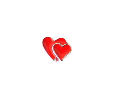 Floating Charms Floating locket charm dubbele rode hartjes zilver