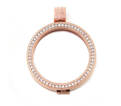 Hanger voor Muntketting Rosé Goud volledig Strass van Roestvrij Staal